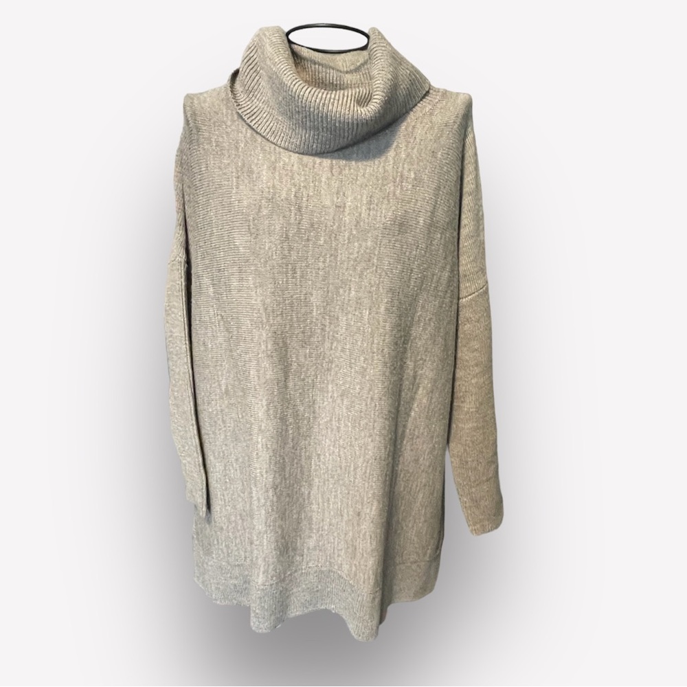 Boden gray turtleneck tunic sweater cotton cashmere